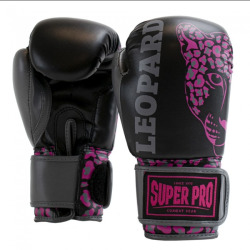 SUPER PRO Dětské  Boxerské rukavice Leopard - černo/růžové