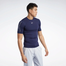 REEBOK Kompresní triko Fitness Compression Tee SS - modrý