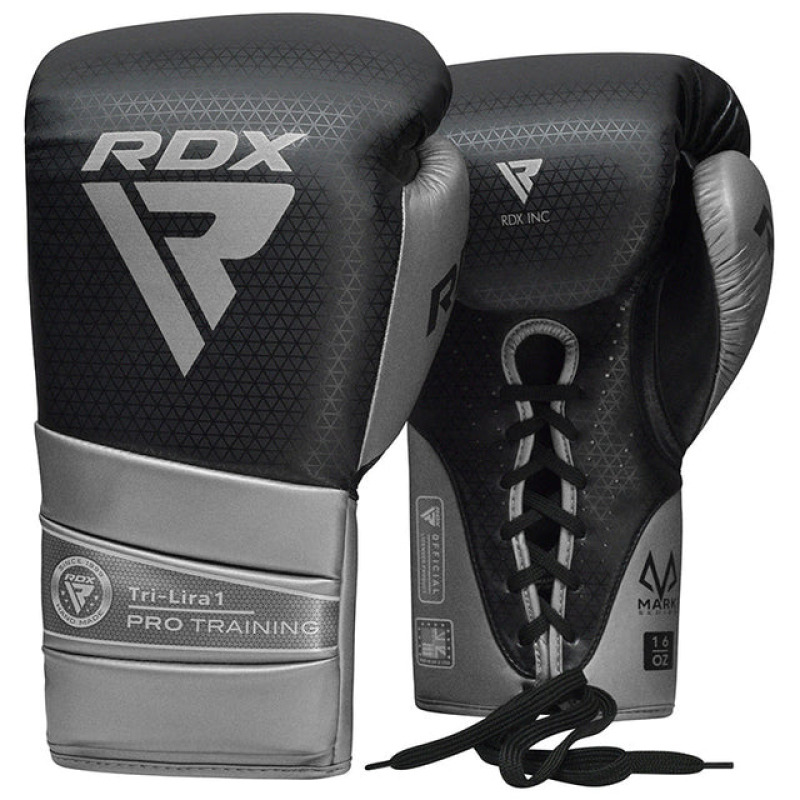 RDX Profesionální šněrovací rukavice L1 Mark Pro Training  - černo/stříbrné