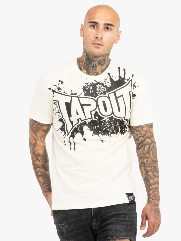 Pánské triko TAPOUT SPLASHED - ecru/černé