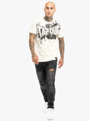 Pánské triko TAPOUT SPLASHED - ecru/černé
