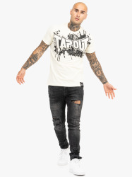 Pánské triko TAPOUT SPLASHED - ecru/černé