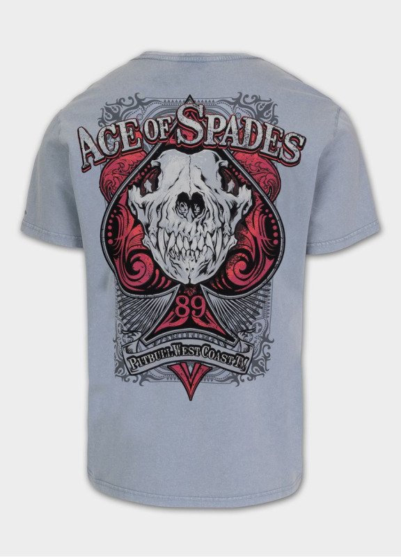 PitBull West Coast Triko Ace Of Spades 190 Denim Washed - modré