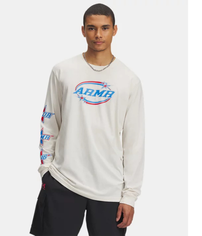 Pánská Triko UNDER ARMOUR UA Stacked Stars - krémově bílé