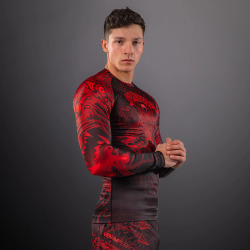 Rashguard VENUM Dl. rukáv Wolf Atak - černo/červený