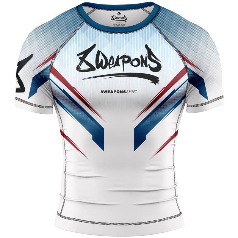 8 WEAPONS Rashguard Shift - bílo/modro/červený