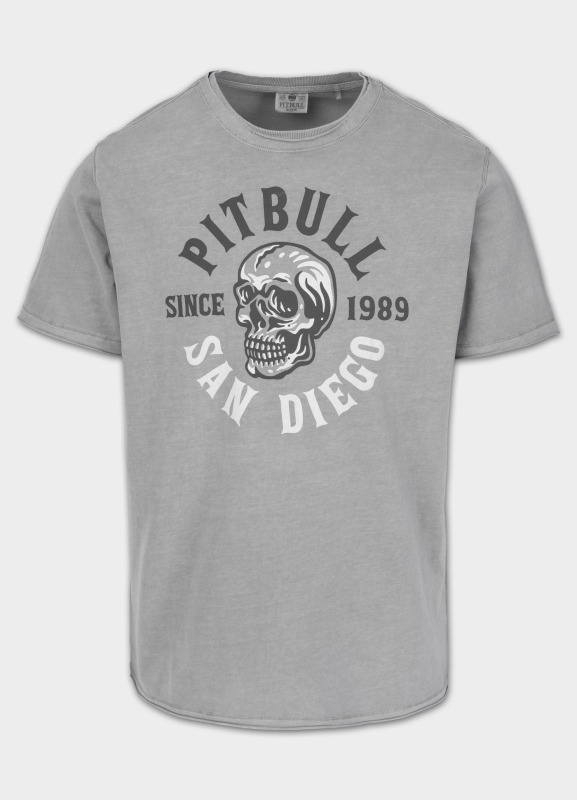 PitBull West Coast Triko SKULL LOGO - šedé