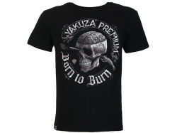Yakuza Premium Pánské tričko YPS 4006 – Round Skull Print - černé