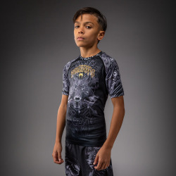 Dětský Rashguard VENUM Wolf Atak Kr. rukáv - černo/šedý