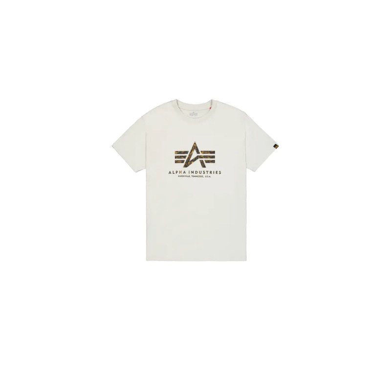 Alpha Industries Pánské tričko Basic Big Logo Effect Print - světle béžové
