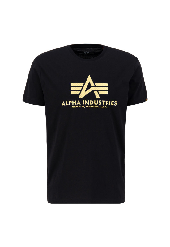 Alpha Industries Pánské tričko Basic Big Logo Carbon T - černo/zlaté