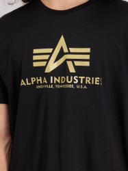 Alpha Industries Pánské tričko Basic Big Logo Carbon T - černo/zlaté