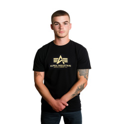 Alpha Industries Pánské tričko Basic Big Logo Carbon T - černo/zlaté
