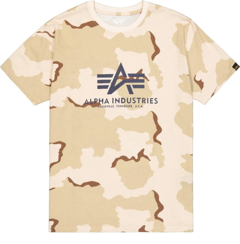 Alpha Industries Pánské tričko Basic Big Logo Camo T - světle maskáčové