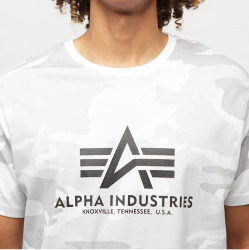 Alpha Industries Pánské tričko Basic Big Logo Camo T - bílo maskáčové