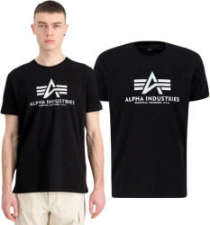 Alpha Industries Pánské tričko Basic Big Logo Carbon T - černo/stříbrné