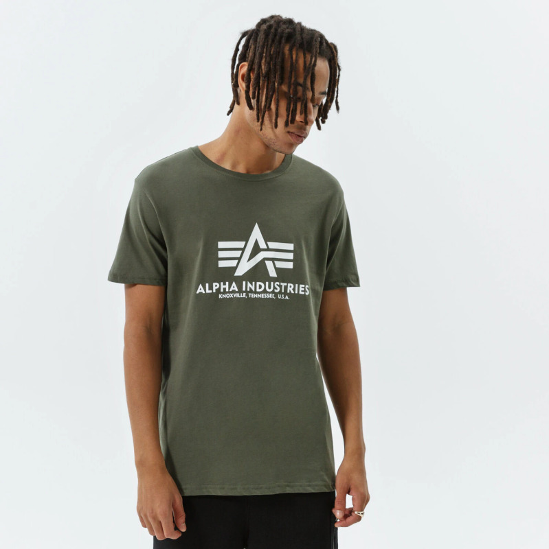 Alpha Industries Pánské tričko Basic Big Logo - zelené