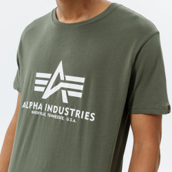 Alpha Industries Pánské tričko Basic Big Logo - zelené