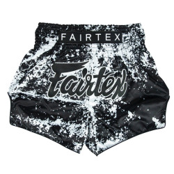 Thai šortky Fairtex S1949 Grunge - černo/bílé