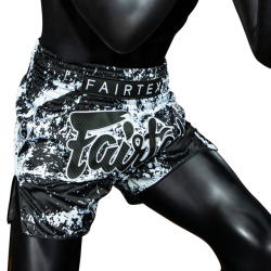 Thai šortky Fairtex S1949 Grunge - černo/bílé