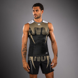 Rashguard bez rukávu VENUM Adrenaline Kr. rukávem - černo/sand