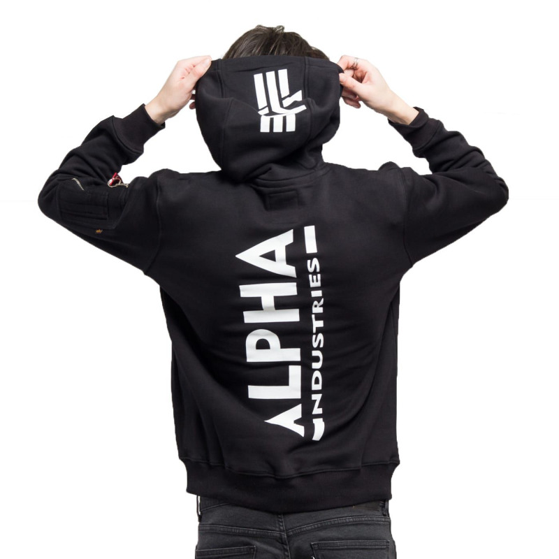 Alpha Industries Pánská mikina Backprint Zip - černá