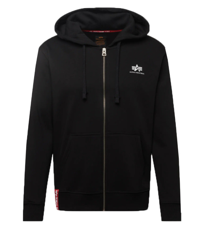 Alpha Industries Pánská mikina Basic Small Logo Zip - černá