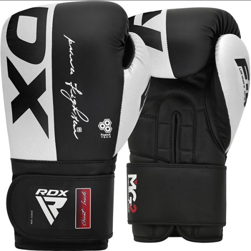 RDX Boxerské rukavice F4 Hook & Loop - černo/bílé