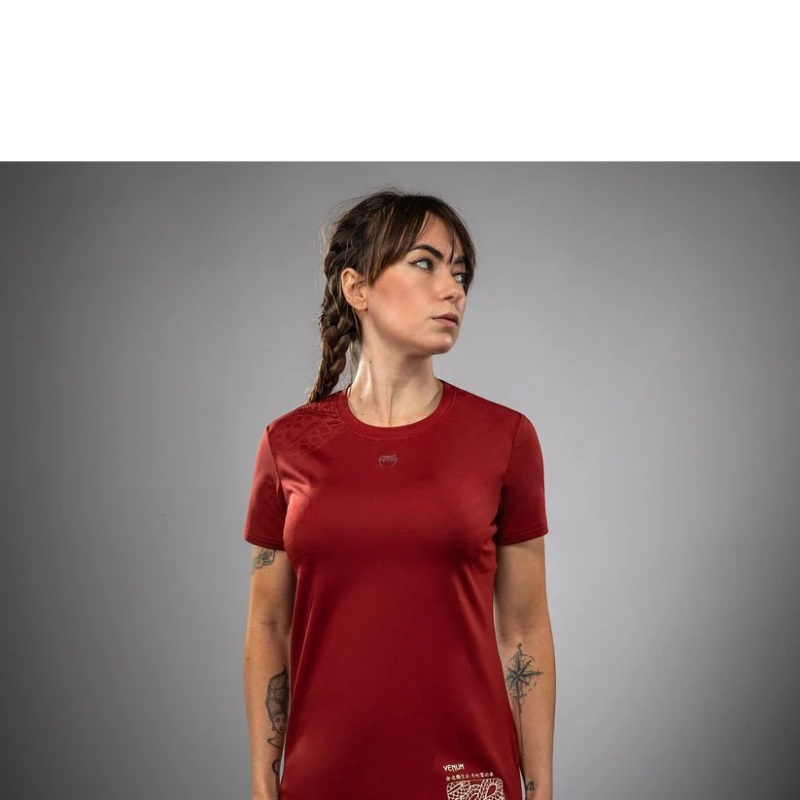 Dámské triko VENUM Serpenti DRY TECH - Burgundy/Ivory