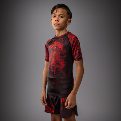 Dětský Rashguard VENUM Wolf Atak Kr. rukáv - černo/červený