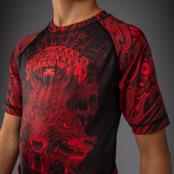 Dětský Rashguard VENUM Wolf Atak Kr. rukáv - černo/červený