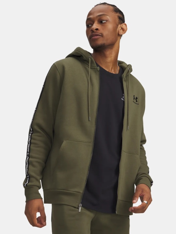 Pánská mikina UNDER ARMOUR UA Icon Fleece FZ Taping - zelená
