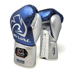 Šněrovací Boxerské rukavice RIVAL RS100 Professional - modro/stříbrné