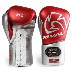 Šněrovací  Boxerské rukavice RIVAL RS100 Professional - stříbrno/červené