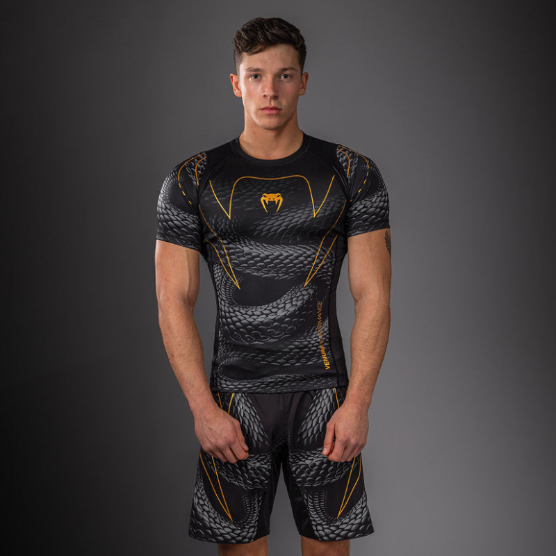 Rashguard VENUM Kr. rukáv Matupa - černo/šedo/zlatý