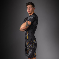 Rashguard VENUM Kr. rukáv Matupa - černo/šedo/zlatý